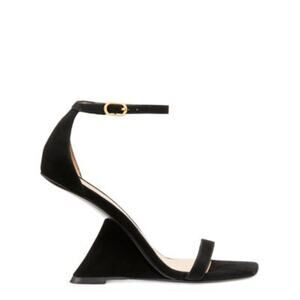 Stuart Weitzman 'Nudistrebel' Black Suede Sandal Size 7.5